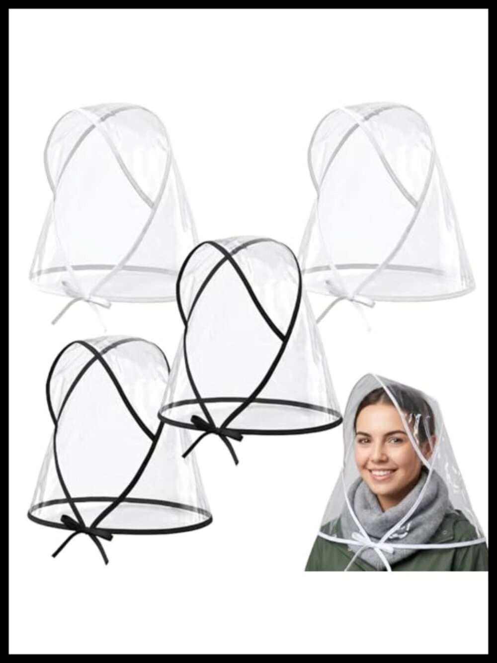 4 Pack Rain Hats for Women Waterproof Polyethylene Visor Bonnet Reusable